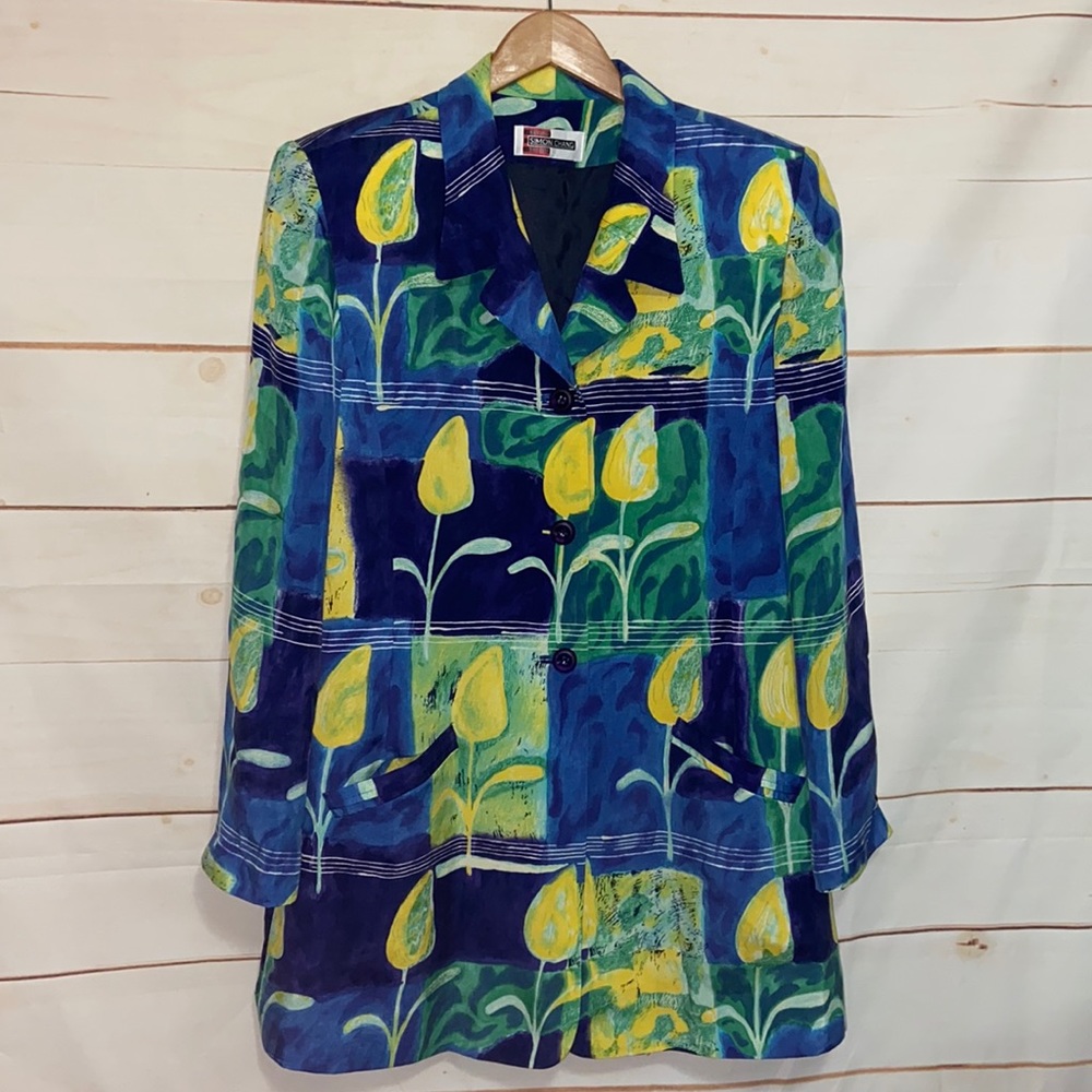 SIMON CHANG Blazer Jacket Colorful Vintage VTG 14